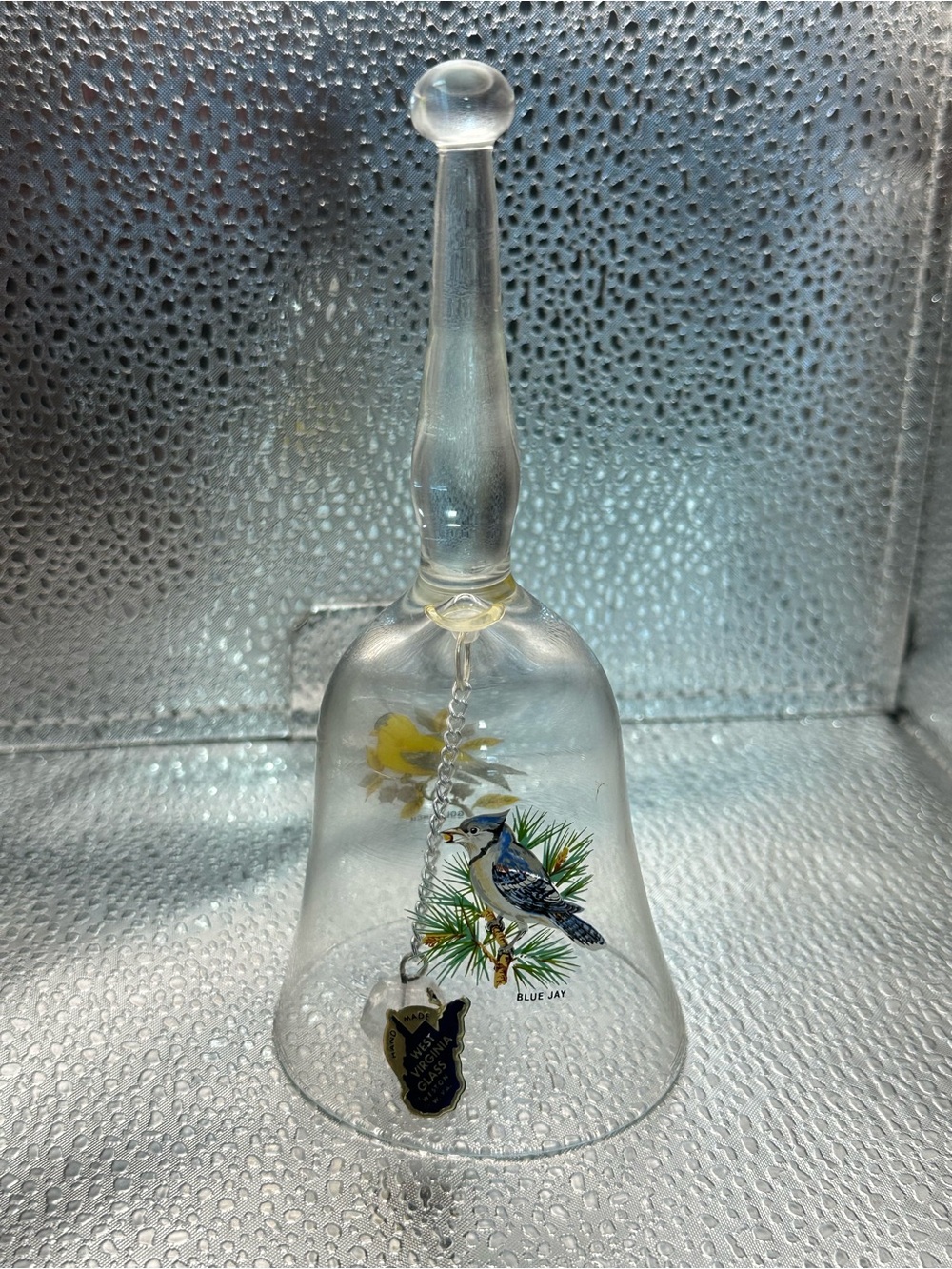 C9 Glass Blue Jay Decorative Bell - Clear